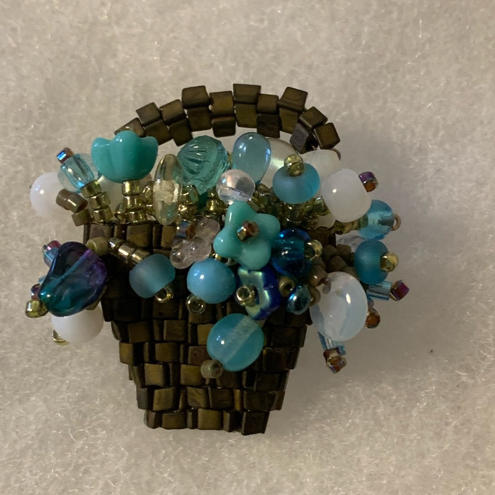 Handmade Seed Bead & Glass Bead Brooch